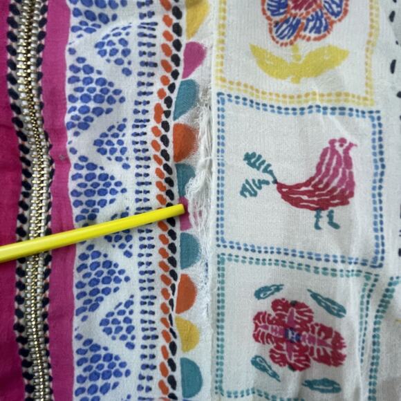 Label Ritu Kumar Dress XS Cream Pink Gond 70s Retro Boho Handkerchief Festival - Picture 7 of 9